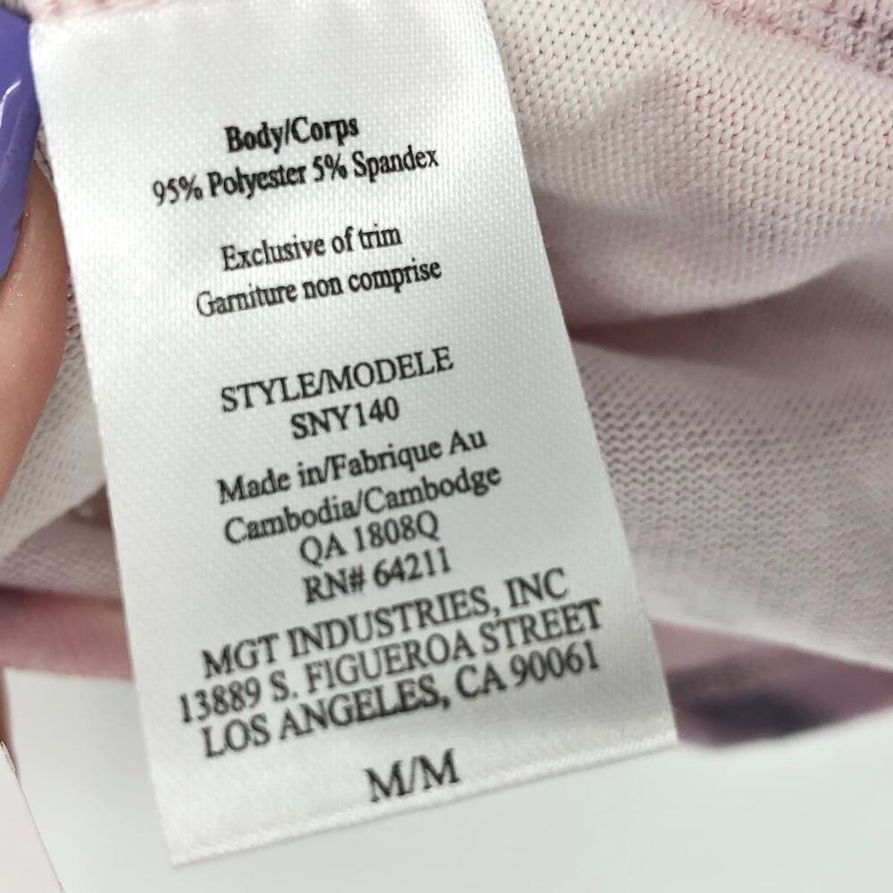 MIDNIGHT BAKERY Lace Trim Cami Medium Pink/Purple Tie Dye Satin V-Neck Top NWT - Picture 10 of 11